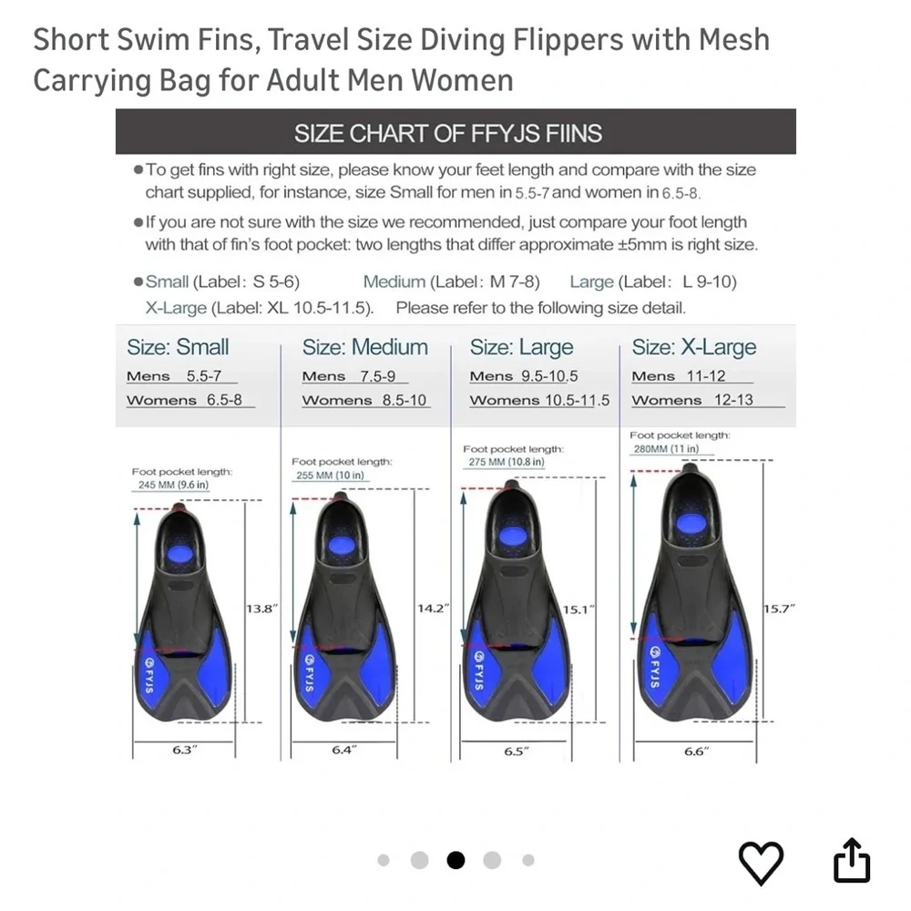 Unisex Short Swim Fins in Black and Blue - Travel Diving Flippers